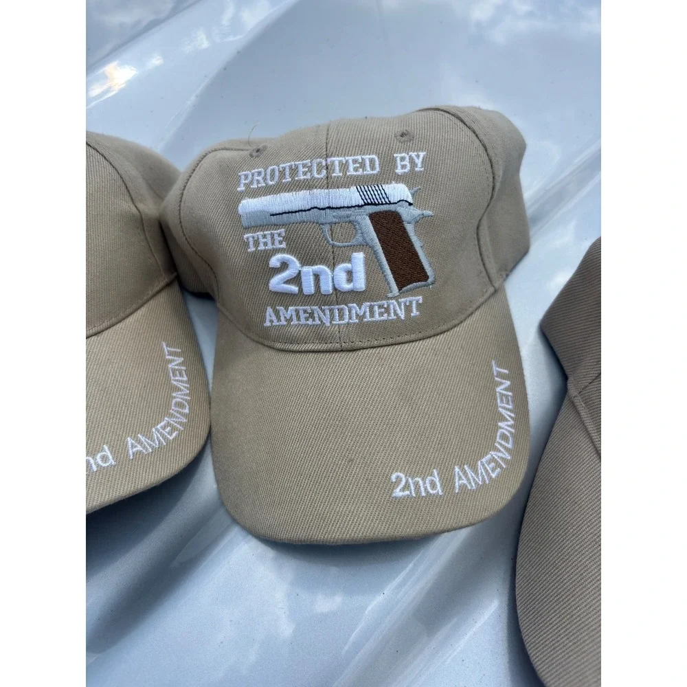 Lot of 5 2nd Amendment Baseball Caps Tan Gun Rights adjustable Hats NEW